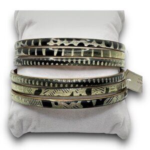 Handcrafted Designers Edge Bangle Bracelets 6 Brass Enameled Bollywood NWT